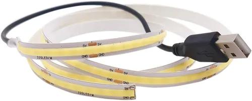 Miniatura 6 de Tira de luces LED COB de 3.28 pies, 3.3 ft, 320 LED, alimentada por USB, tira de luz de alta densidad de alta densidad, cinta autoadhesiva para Azul