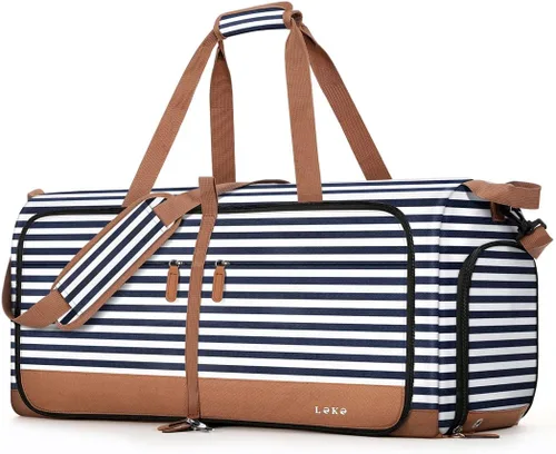 Lekesky Bolsa de viaje plegable para mujer, bolsa de lona grande de 80 litros con compartimentos separados para zapatos y correas, bolsa de mano