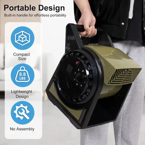 Miniatura 6 de BILT HARD Ventilador profesional giratorio de alta velocidad, ventilador de 15 pulgadas 450 CFM con 3 velocidades para secado, motor de aire de 120