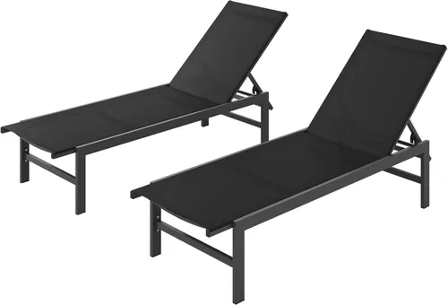 Miniatura 22 de Vexwalx Sillón para exteriores para piscina, tumbonas de aluminio con sillón reclinable de 5 posiciones, silla de patio para patio trasero, junto a