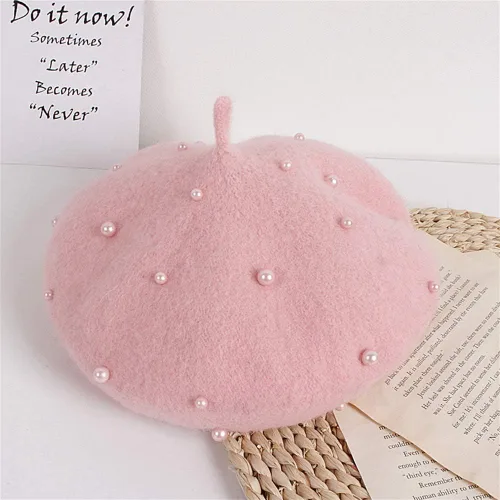 Miniatura 16 de Gorros de boina de perlas para bebés y niñas, sombreros de lana para fiesta de bebé, sombreros de primavera y verano, accesorios para bebés de 2 a 6