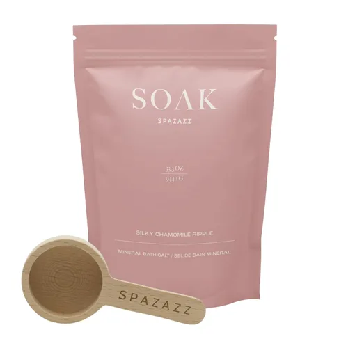 Spazazz Sales de baño de sal del mar muerto – Sales de baño de aromaterapia con ondas de manzanilla sedosas – 33.3 onzas de sales naturales del mar
