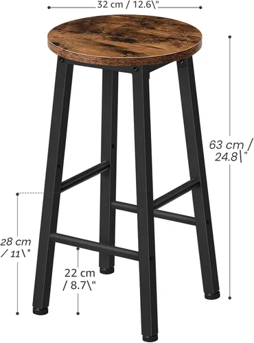 Miniatura 3 de HOOBRO Taburetes de bar, taburetes de bar, juego de 2, taburetes de bar de altura de mostrador, taburetes de bar de 24.8 pulgadas para isla