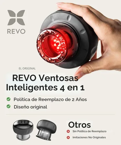Miniatura 5 de REVO El Original - Masajeador inteligente 4 en 1 de terapia de ventosas, terapia de luz roja para alivio del dolor específico, nudos, dolores, dolor