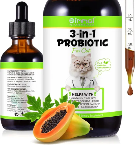 Formulado específicamente para gatos, probiótico para gatos ayuda a aliviar la diarrea, apoya la salud intestinal, probióticos para gatos para