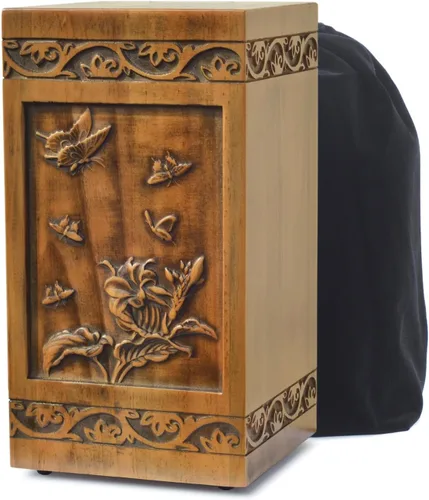 Miniatura 7 de Urna grabada de madera hecha a mano para cenizas humanas, 250 libras, adulto masculino femenino, bolsa de satén, árbol de la vida, urnas