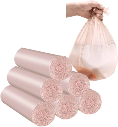 Bolsas de basura de baño de 4 galones, 6 rollos, 120 bolsas de basura pequeñas, bolsas de basura desechables para oficina, baño (oro rosa, 120