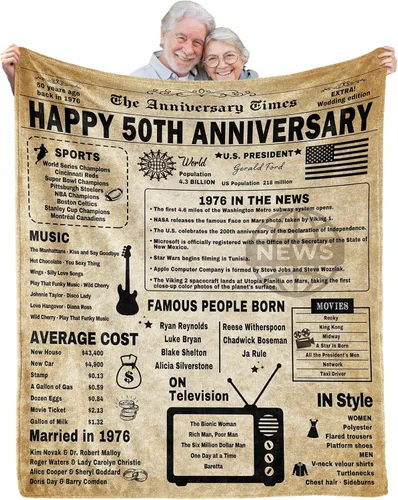 Miniatura 12 de Manta de boda de 50 aniversario, regalo para 50 aniversario de boda, regalo dorado de 50 años de matrimonio, regalos para pareja, esposa, marido
