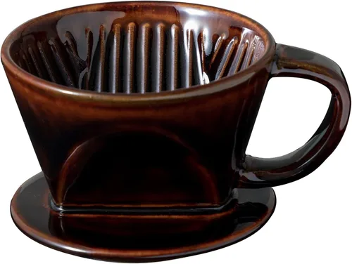 Miniatura 10 de Asayu Japan Juego de cafetera de cerámica para verter café en marrón chocolate, soporte de filtro de papel de preparación lenta y gotero con 3