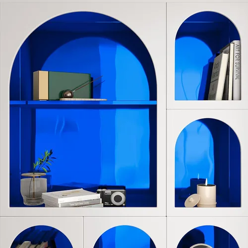 Miniatura 3 de VEELIKE Papel tapiz de vinilo metálico azul brillante de 15.7''x118'', despegar y pegar, vinilo espejo azul no reflectante, rollo de vinilo adhesivo