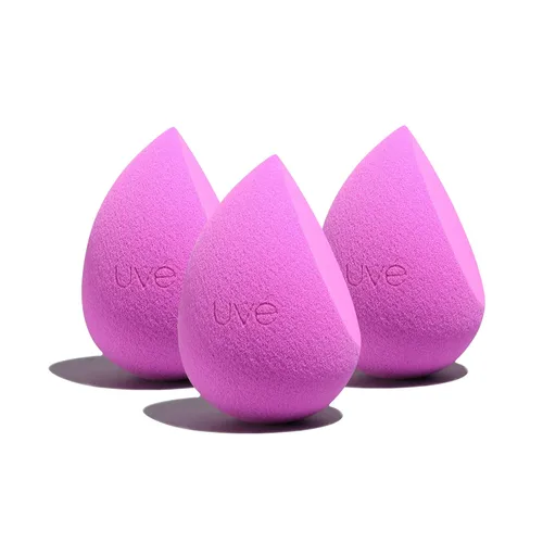 Miniatura 10 de UVé Beauty Sponge - Licuadora de maquillaje, paquete de 3, esponjas de maquillaje violeta para mezclar bases, polvos y cremas, el aplicador Paquete
