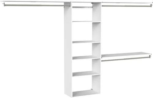 Miniatura 12 de ClosetMaid SuiteSymphony - Kit de armario colgante incluye (1) torre, (3) varillas para armario y (6) estantes, color blanco