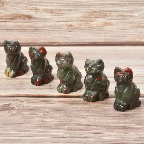Miniatura 4 de Justinstones Estatua de gato guardián de piedra de sangre africana, decoración del hogar, reiki chakras curativos, cristal de escritorio, decoración
