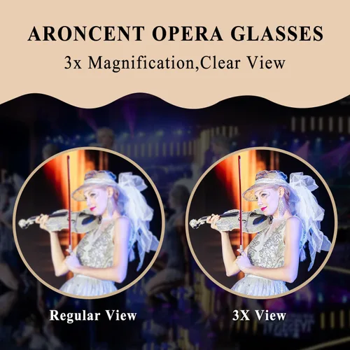 Miniatura 5 de Aroncent Anteojos de Ópera Prismáticos 3X25 Compactos con Asa Ajustable para Teatro, Prismáticos Mini para Adultos Hombres Mujeres en Ópera Negro