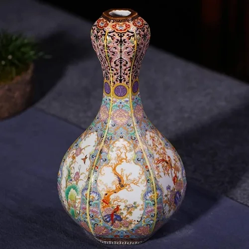 Miniatura 2 de Jarrón de cerámica chino, arte hecho a mano antiguo oriental tradicional porcelana florero de botella de porcelana decoración del hogar, decoración