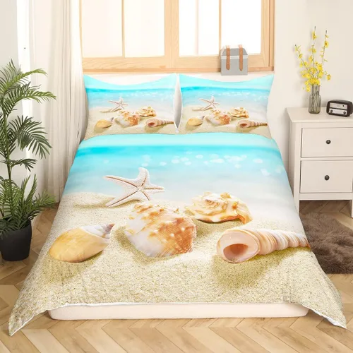 Miniatura 2 de Juego de funda de edredón de océano azul, tamaño individual, juego de ropa de cama de 2 piezas para niños, adolescentes y niñas, decoración
