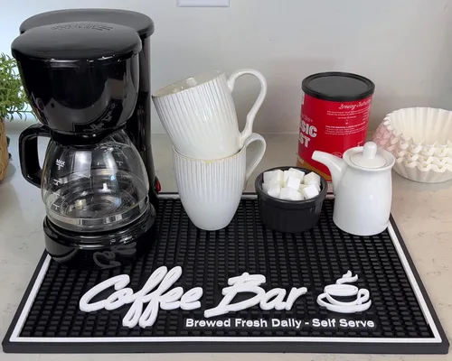 Miniatura 10 de Tapete de barra de café para encimera, tapete grande de barista de 18 x 12 pulgadas, tapete de café, decoración de cocina y accesorios para barra