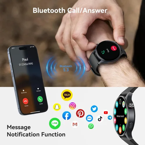 Miniatura 3 de Reloj inteligente para hombres y mujeres, responder/hacer llamadas, pantalla ultra clara AMOLED de 1.32 pulgadas con monitor de frecuencia cardíaca