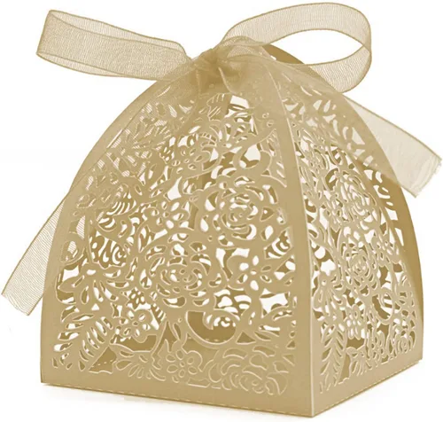 Miniatura 5 de Auto-plaza 50 cajas de regalo de belleza cortadas con láser, cajas de dulces con cintas (morado)