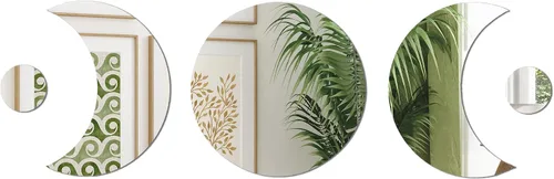 Miniatura 10 de Americanflat Azulejos de espejo adhesivos – Juego de 4 espejos circulares para pared y decoración del hogar – Espejos adhesivos – Espejo de cristal