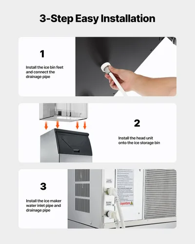 Miniatura 6 de VEVOR Cubo de almacenamiento comercial para máquina de hielo, capacidad de 300 libras, de acero inoxidable, contenedor de almacenamiento de hielo