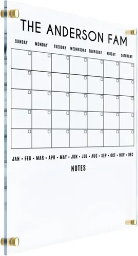 Calendario familiar acrílico personalizado vertical, calendario personalizado 2026, planificador de pared personalizado, pizarra de borrado en seco,