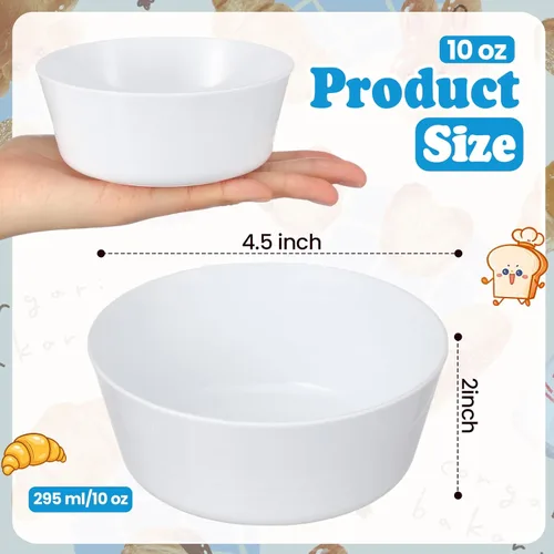 Miniatura 2 de Irenare 48 cuencos pequeños de plástico para niños, 10 onzas, aperitivos de cereales, cuencos para niños pequeños, aptos para microondas
