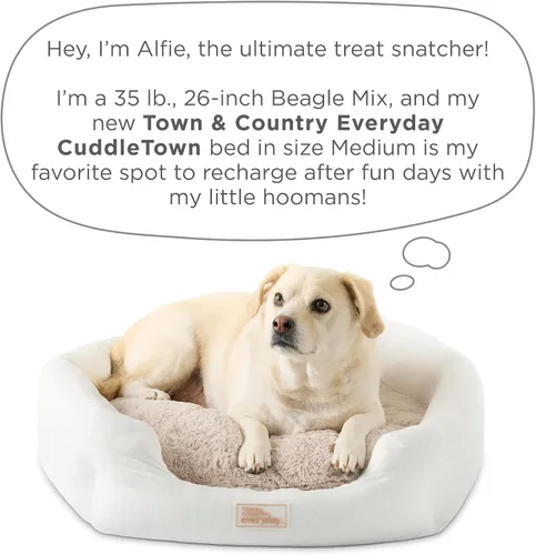 Miniatura 9 de Town & Country Everyday CuddleTown Cama para Mascotas Cuddler de Lino Sintético Cómoda y Acogedora, Espuma de Caja de Huevos de Apoyo y Calmante
