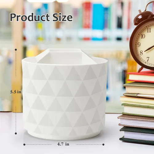 Miniatura 4 de Organizador de escritorio Nuozme, soportes giratorios de 360 grados para bolígrafos y lápices, organizador de bolígrafos con patrón de diamante y 5