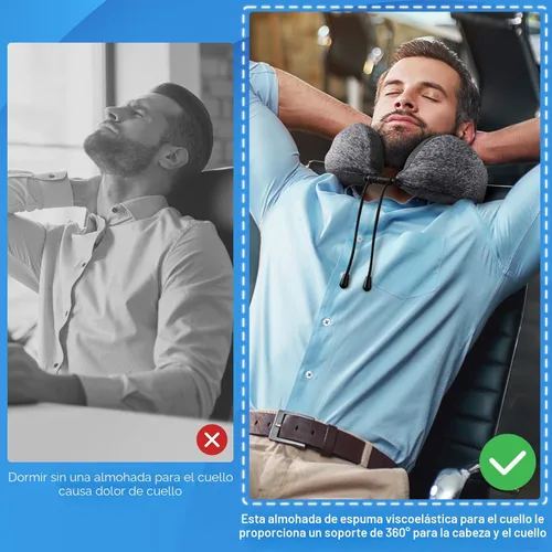 Miniatura 6 de ExploreBliss Almohada de Viaje, Almohadas de Viaje para Dormir en Avión, Almohada para el Cuello con Funda Extraíble y Cierre Ajustable, Juego