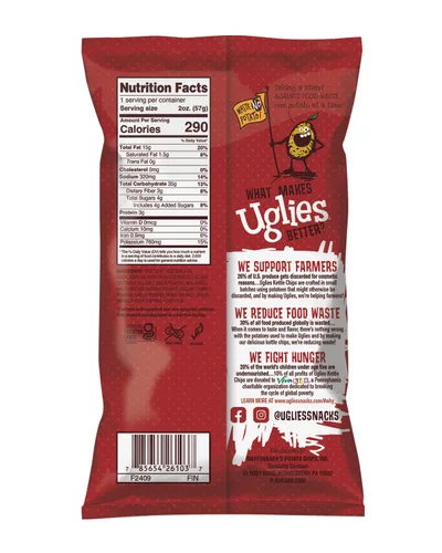 Miniatura 2 de UGLIES Patatas fritas cocidas en hervidor de agua, aperitivos sin gluten, patatas fritas Kosher, aperitivos sin OMG para niños u oficina, bolsas