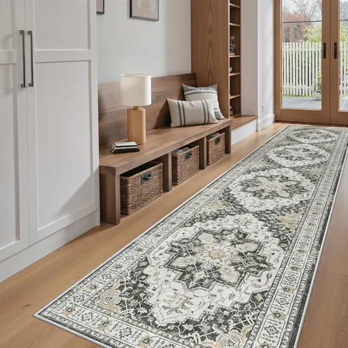 Miniatura 49 de Madane Tapete lavable de 2 x 10 pies para pasillo, cocina, recibidor, clásico, suave, antideslizante para interiores, casa de campo, baño, sala