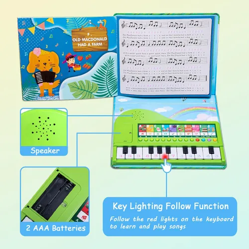 Miniatura 4 de Teclado de piano para niños pequeños con libro, juguetes musicales educativos para niños de 3, 4, 5, 6 años, regalos para niños y niñas