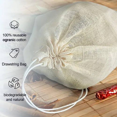 Miniatura 2 de MyLifeUNIT Bolsa de sopa, bolsa de malla de algodón para tamaño grande 10" x 12", juego de 4