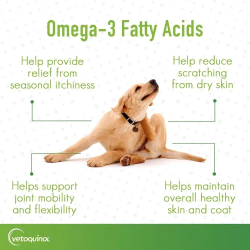 Miniatura 4 de Vetoquinol Suplemento líquido de triglicéridos Omega 3 para perros y gatos, suplemento de aceite de pescado líquido con EPA y DHA, promueve la piel