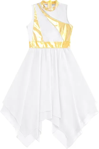 Miniatura 151 de CHICTRY Vestido de baile lírico sin mangas asimétrico para niñas, disfraz de adoración litúrgica contemporánea