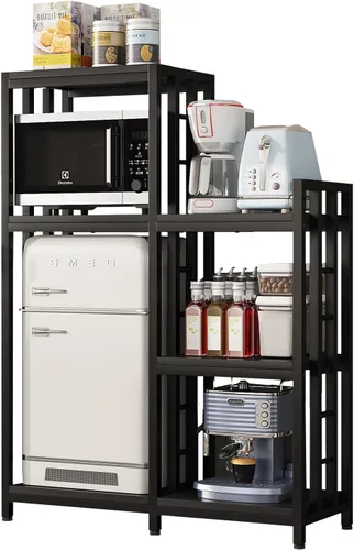 Miniatura 8 de Soporte para microondas de 6 niveles, estante independiente para hornear de cocina, estante de altura ajustable, estante para especias, mini nevera