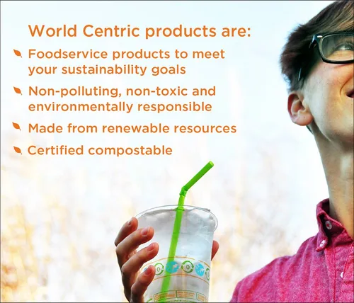 Miniatura 2 de World Centric PL-SC-7WN - Plato de fiesta de fibra vegetal sin blanquear 100% compostable con soporte para copas de vino, 7 pulgadas
