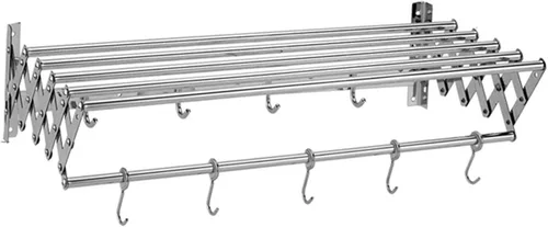 Miniatura 8 de Caballo de ropa plegable montado en la pared, estante de secado de ropa expandible, área de utilidad plegable compacto