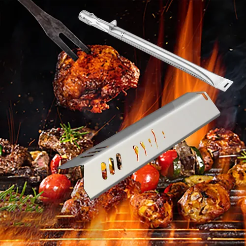 Miniatura 6 de Paquete de 3 placas de calor de 14 3/16 pulgadas y quemador de parrilla de 15 5/8 pulgadas de repuesto para parrilla Uniflame GBC1030W, GBC1030WRS