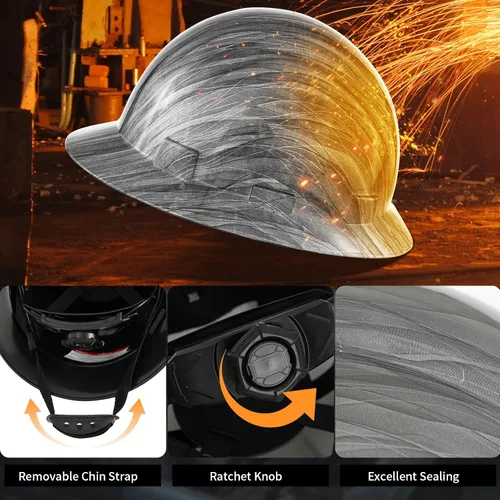 Miniatura 4 de ProtectX - Cascos de construcción de ala completa, ventilados, aprobados por la OSHA, con suspensión de 6 puntos, Cascos de construcción Granito