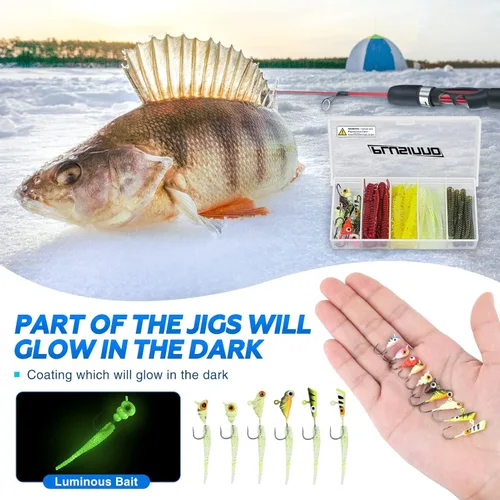 Miniatura 4 de PLUSINNO Combo ultraligero de caña de pescar en hielo y carrete, 25"/26"/27"/28", equipo de pesca en hielo sensible para lucioperca perca Panfish