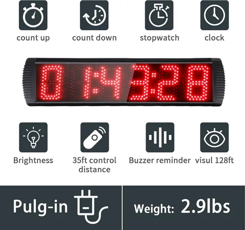 Miniatura 3 de Reloj de carreras LED portátil de 5 pulgadas de alto y 6 dígitos con trípode para eventos de carrera, temporizador digital de cuenta