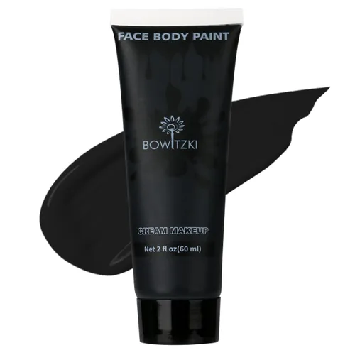 Bowitzki Pintura facial y corporal de 2 onzas, maquillaje en crema, 2.0 fl oz, pintura facial a base de agua, efectos especiales para adultos, Negro