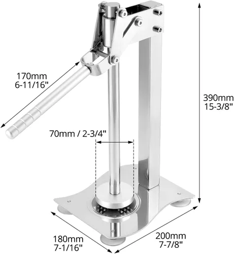 Miniatura 6 de QWORK Exprimidor de limón de escritorio manual resistente, 304 de acero inoxidable multifuncional naranja Juicer fruta y nueces trituradora