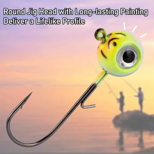Miniatura 7 de Dr.Fish Paquete de 10 Cabezas de Jig de Pesca con Ojo 3D Bola Swimbait Jig Agua Salada Agua Dulce Lubina Walleye Anzuelos de Pesca Crappie Trucha