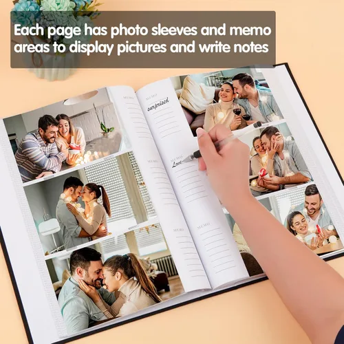 Miniatura 4 de Álbum de Fotos 4x6 360 Fotos con Espacio para Escribir Cubierta de Cuero con Ventana Frontal, Álbum de Imágenes 360 Fotos Libro de Álbum de Fotos