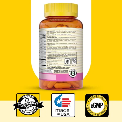Miniatura 6 de MASON NATURAL Suplemento de belleza prémium para cabello, piel y uñas, con biotina y vitaminas A, C, E y complejo B, 60 cápsulas