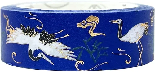 Miniatura 7 de allydrew Cinta adhesiva Washi de lámina dorada poética, 0.591 in x 16.4 ft, grúas en rojo