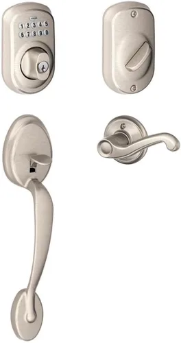 Schlage FE365PLY619FLALH SCHLAGE FE365-PLY-FLA-LH - Manija electrónica Plymouth para zurdos con palanca Flair